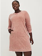 Plus Size Pullover Dress - Cozy Fleece Pink Wash, TIE DYE-PINK, hi-res