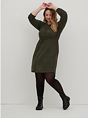 Plus Size Off The Shoulder Dress - Super Soft Plush Olive, DEEP DEPTHS, alternate