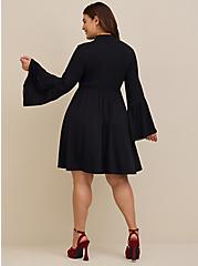 Plus Size Mini Jersey Mock Neck Skater Dress, DEEP BLACK, alternate