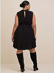 Plus Size Tank Dress - Crinkle Gauze Crochet Black, DEEP BLACK, alternate