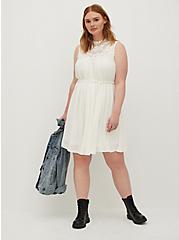 Plus Size Tank Dress - Crinkle Gauze Crochet White, WHITE, alternate