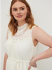 Tank Dress - Crinkle Gauze Crochet White, WHITE, alternate