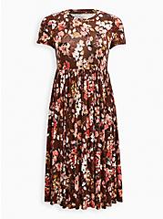 Fit & Flare Midi Dress - Super Soft Floral Brown, FLORAL - BROWN, hi-res