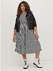 Fit & Flare Midi Dress - Super Soft Stripe Black & White, STRIPE - WHITE, alternate