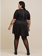 Fluted Fit & Flare Mini Dress - Scuba Black, DEEP BLACK, alternate