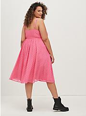 Button Front Midi Dress - Clip Heart Chiffon Pink, PINK, alternate