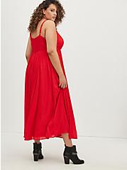 Plus Size Ladder Trimmed Maxi Dress - Swiss Dot Chiffon Red, RED, alternate