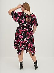 Plus Size Flutter Sleeve Midi Dress - Gauze Floral Black, FLORAL - BLACK, alternate