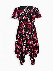 Plus Size Flutter Sleeve Midi Dress - Gauze Floral Black, FLORAL - BLACK, hi-res