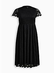 Midi Lace Fit And Flare Dress, DEEP BLACK, hi-res