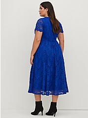 Midi Lace Fit And Flare Dress, ELECTRIC BLUE, alternate