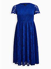 Midi Lace Fit And Flare Dress, ELECTRIC BLUE, hi-res