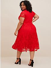 Midi Lace Fit And Flare Dress, ADRENALINE RED, alternate