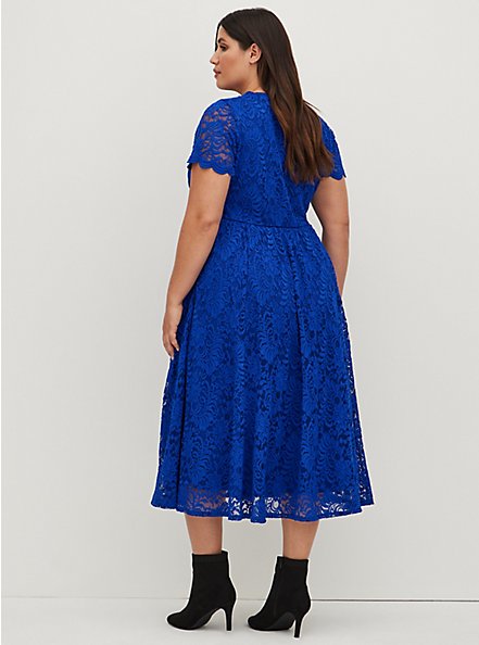 Fit & Flare Midi Dress - Lace Blue, ELECTRIC BLUE, alternate