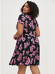 Scoop Neck Mini Dress - Ponte Floral Black, FLORAL - BLACK, alternate
