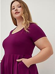 Plus Size Scoop Neck Mini Dress - Ponte Purple, PURPLE, alternate