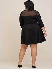 Plus Size Skater Mini Dress - Cupro & Mesh Black, DEEP BLACK, alternate
