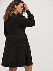 Puff Sleeve Skater Dress - Ultra Soft Fleece Black, DEEP BLACK, alternate