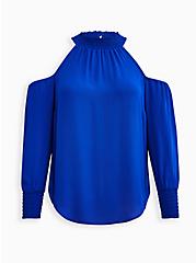 Plus Size Cold Shoulder Blouse - Georgette Electric Blue, ELECTRIC BLUE, hi-res