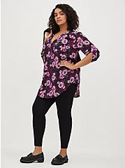 Plus Size Harper Pullover Tunic Blouse - Georgette Floral Purple, FLORAL - PURPLE, alternate