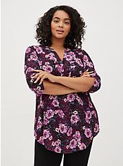 Plus Size Harper Pullover Tunic Blouse - Georgette Floral Purple, FLORAL - PURPLE, hi-res