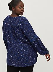 Plus Size Relaxed Fit Tunic Blouse - Rayon Twill Galaxy Navy, STARS-NAVY, alternate
