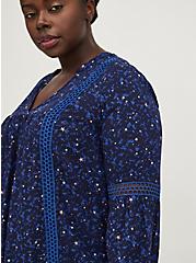 Relaxed Fit Tunic Blouse - Rayon Twill Galaxy Navy, STARS-NAVY, alternate