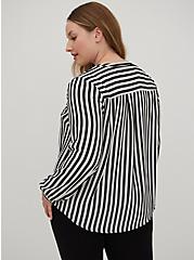 Plus Size Pintuck Blouse - Georgette Black & White Stripe, STRIPE - WHITE, alternate