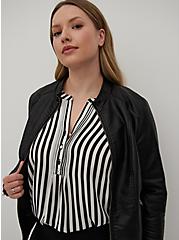 Plus Size Pintuck Blouse - Georgette Black & White Stripe, STRIPE - WHITE, alternate