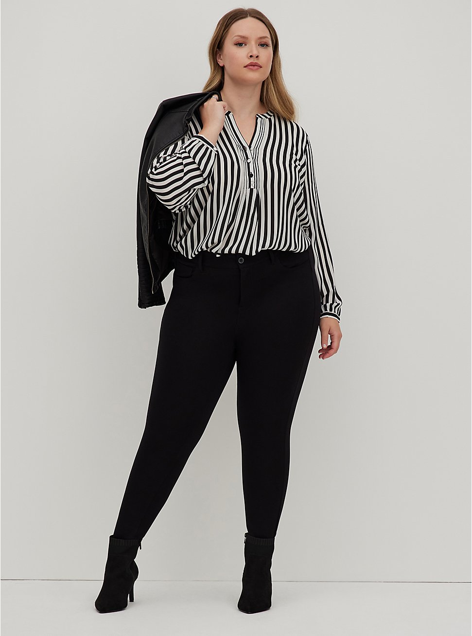 Pintuck Blouse - Georgette Black & White Stripe, STRIPE - WHITE, hi-res