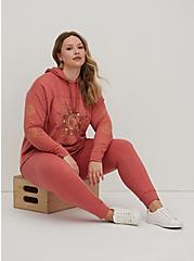 Plus Size Relaxed Fit Hoodie - Ultra Soft Fleece Moon Star Pink Rose, ROSE, alternate