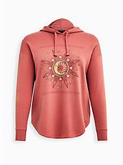 Plus Size Relaxed Fit Hoodie - Ultra Soft Fleece Moon Star Pink Rose, ROSE, hi-res
