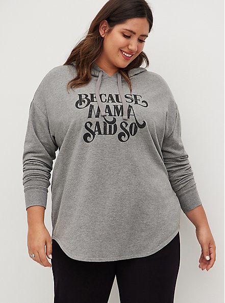 Relaxed Fit Hoodie - Ultra Soft Fleece Because Mama Said So Grey, MEDIUM HEATHER GREY, hi-res