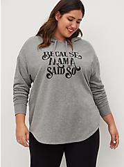 Plus Size Relaxed Fit Hoodie - Ultra Soft Fleece Because Mama Said So Grey, MEDIUM HEATHER GREY, hi-res