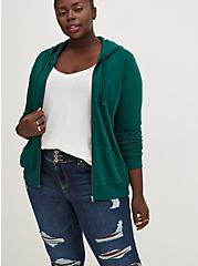 Plus Size Zip Hoodie - Cozy Fleece Something Beautiful Green, BOTANICAL GARDEN, alternate
