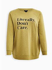 Plus Size Raglan Sweatshirt - Ultra Soft Fleece Don't Care Olive, OLIVE, hi-res