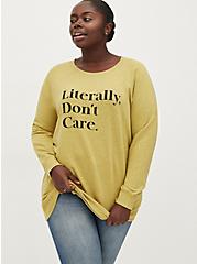 Plus Size Raglan Sweatshirt - Ultra Soft Fleece Don't Care Olive, OLIVE, hi-res