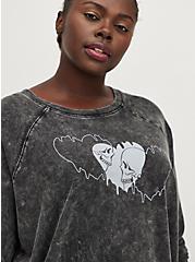 Raglan Sweatshirt - Ultra Soft Fleece Skull Heart Black Wash, MINERAL BLACK, alternate