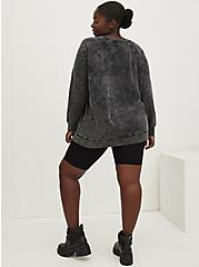 Plus Size Raglan Sweatshirt - Ultra Soft Fleece Skull Heart Black Wash, MINERAL BLACK, alternate