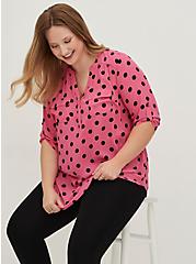 Plus Size Harper Pullover Tunic Blouse - Georgette Polka Dot Pink, DOTS - PINK, alternate