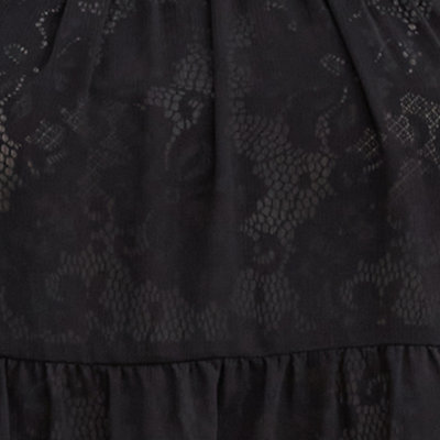 Lace With Chiffon Overlay Blouse, DEEP BLACK, swatch