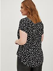 Plus Size Split Neck Blouse - Georgette Dots Black, , alternate