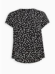 Plus Size Split Neck Blouse - Georgette Dots Black, , hi-res