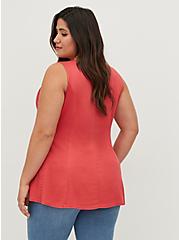Fit And Flare Stretch Challis Button-Front Tank, CRANBERRY, alternate