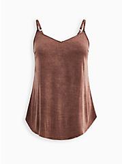 Ava Cami - Stretch Challis Mineral Wash Brown, BROWN, hi-res