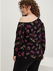 Plus Size LoveSick Off-Shoulder Sweatshirt - Everyday Fleece Graffiti Black, DEEP BLACK, alternate