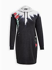 Plus Size LoveSick Sweatshirt Dress - Cozy Fleece Bad Decision Tie Dye Black , DEEP BLACK, hi-res