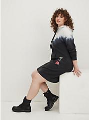 Plus Size LoveSick Sweatshirt Dress - Cozy Fleece Bad Decision Tie Dye Black , DEEP BLACK, hi-res