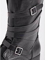 Plus Size Mid Shaft Buckle Bootie - Faux Leather Black (WW), BLACK, alternate
