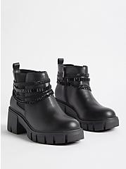 Chain Ankle Bootie - Faux Leather Black (WW), BLACK, hi-res